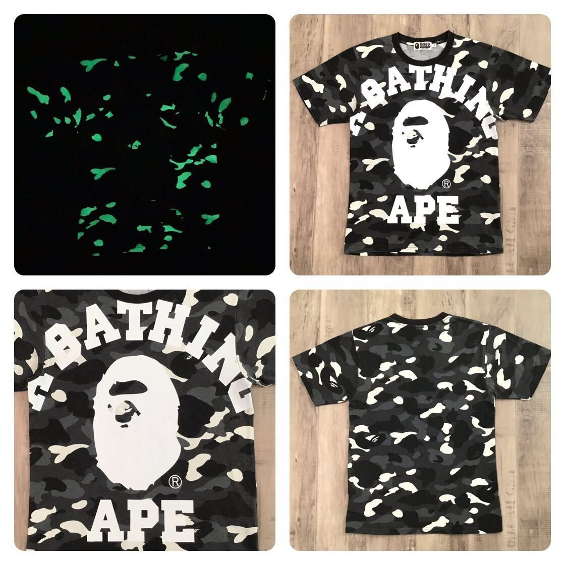 ☆蓄光☆ City camo Big college logo Tシャツ Sサイズ a bathing ape