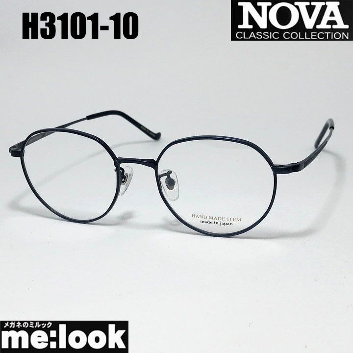 NOVA ノヴァ HAND MADE ITEM ハンドメイド 国産 ラウンド ボストン クラシック 眼鏡 メガネ フレーム サングラス H3101-10-49 度付可 マットダークブルー