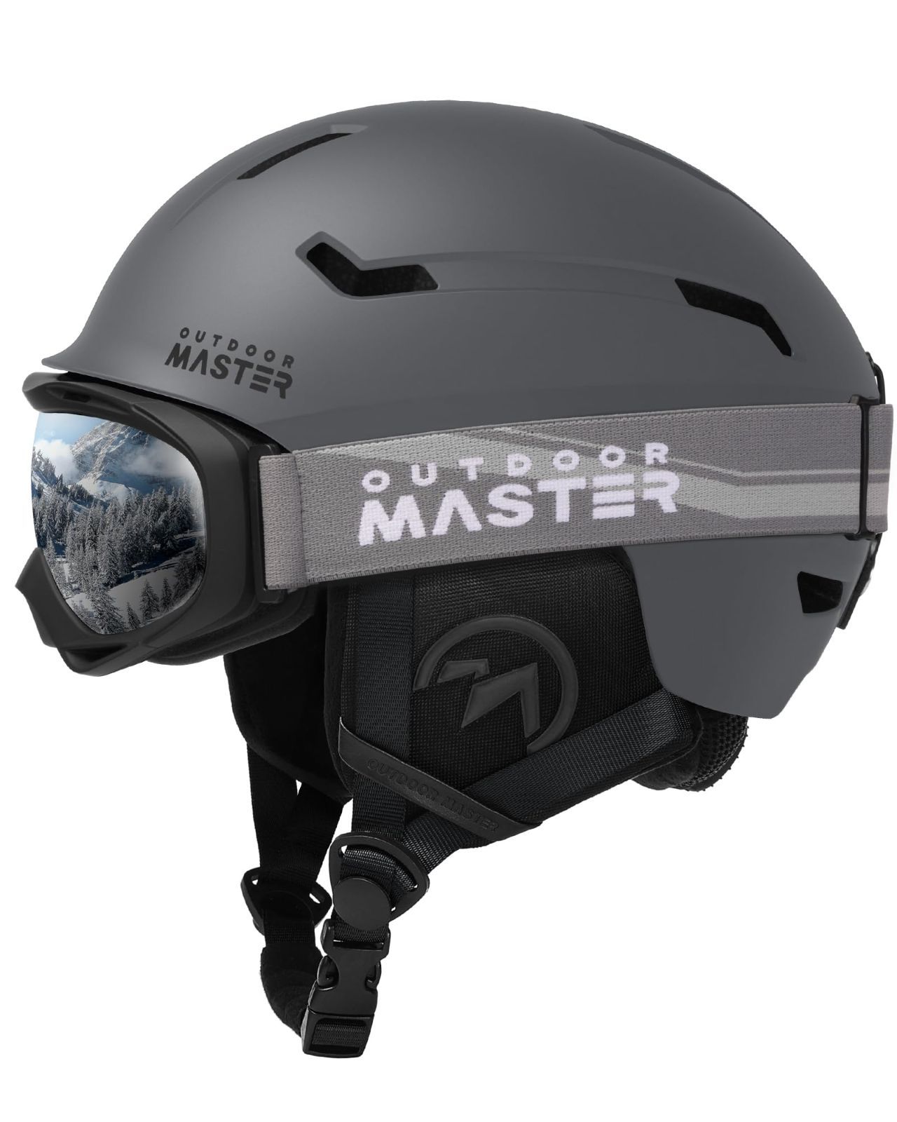 新着商品OUTDOORMASTER スキー ヘルメット ゴーグル付き スノーボード ヘルメット バイザー付き スノーヘルメット 通気スイッチ 全方位調整アジャスター 高密度EPS スキー用ヘルメット 3D保護クッション 取り出し 洗濯 大人用 男女