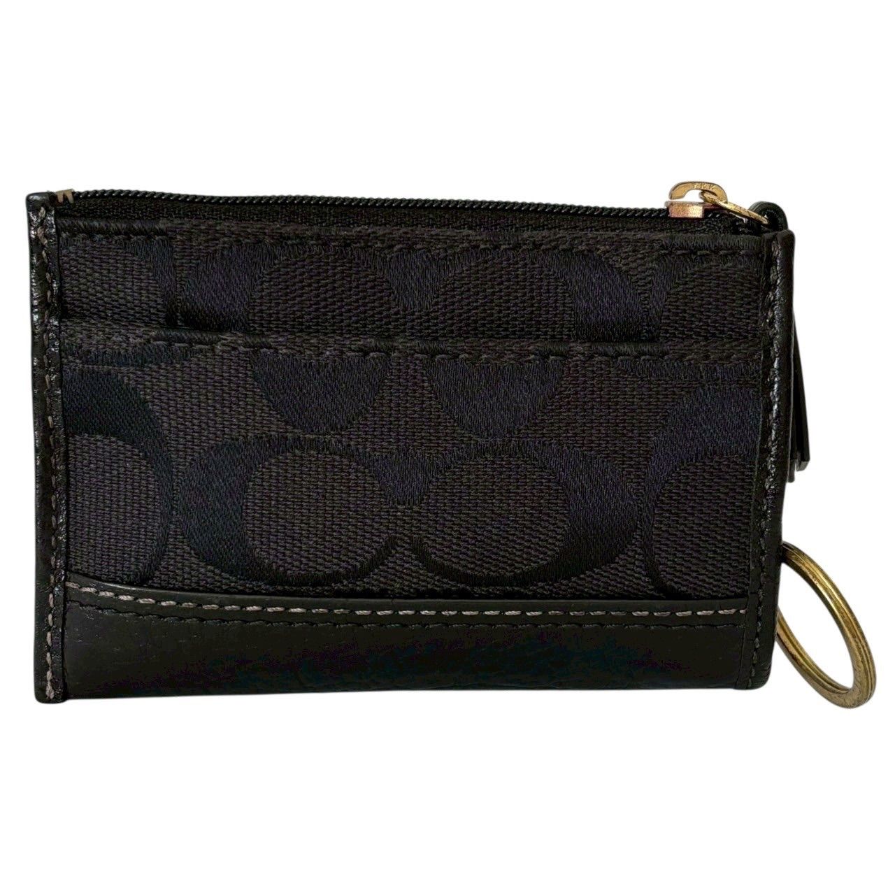 COACH コーチ キーリング付きカードケース 黒 カード入れ シグネチャー