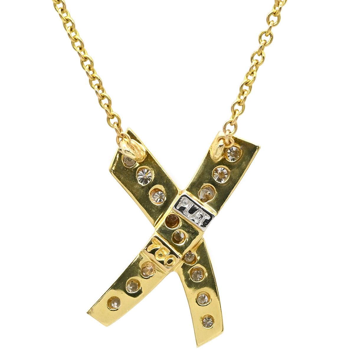 ティファニー 750 K18YG ネックレス キス X TIFFANY&Co. ティファニー 美品 ダイヤ キス ネックレス 750
