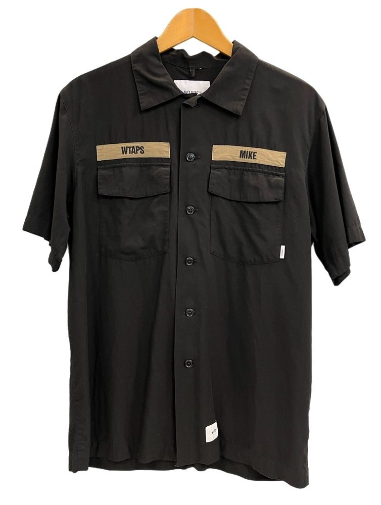 ダブルタップス WTAPS 20SS BUDS SS|SHIRT.RAPO.POPLIN ミリタリーシャツ トップス ロゴワッペン 半袖 メンズ 黒 201BRDT-SHM05 サイズ X 02 半袖シャツ ロゴ ブラック 101MT-4466