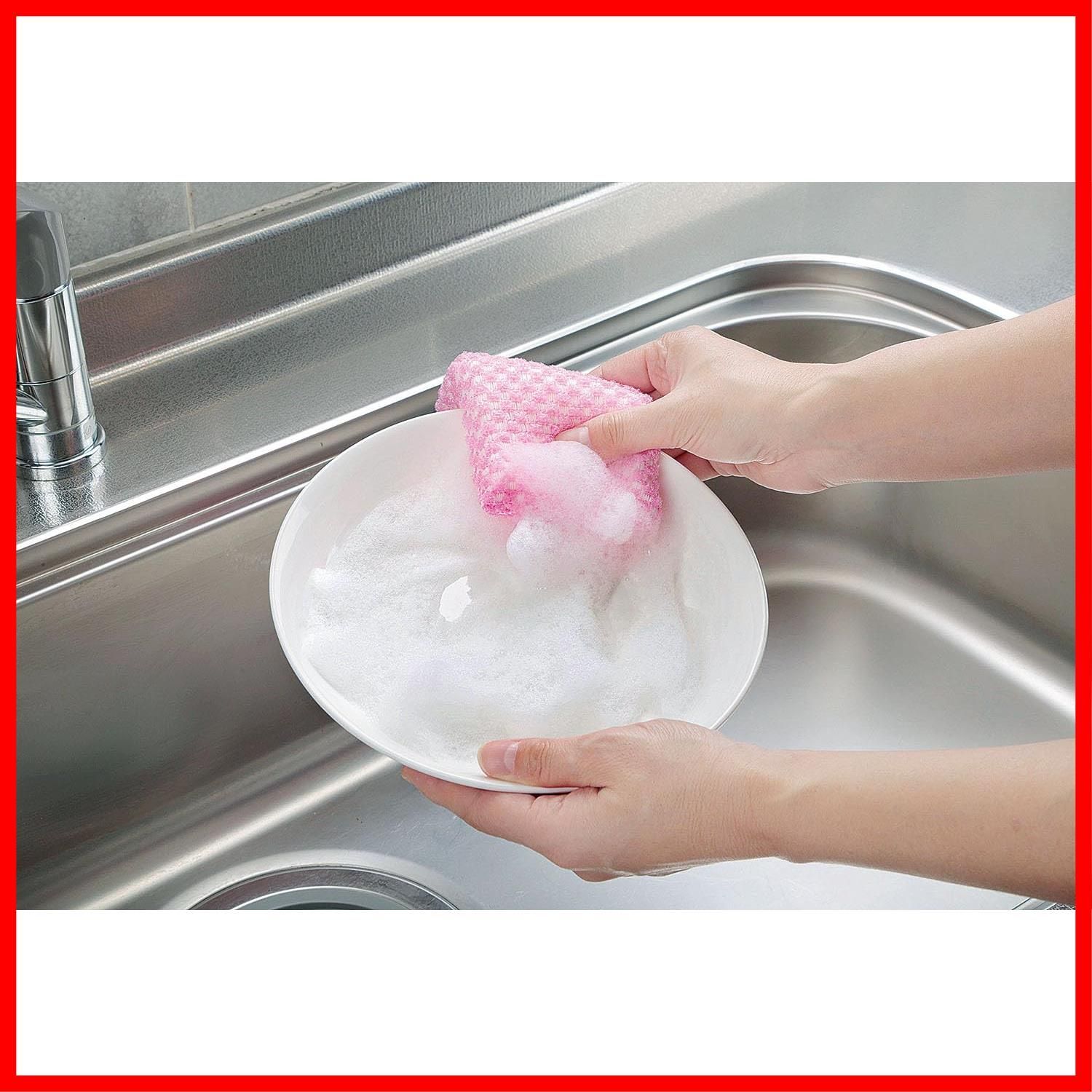 在庫 キッチンスポンジ ピンク グリーン 4個×2セット 8個入 立体編みネット まめいた 油汚れ しっかり落とす 吊るせる ひも付 AZ-121