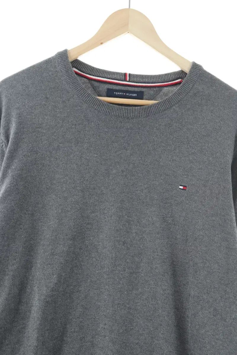 （ L ） Tommy Hilfiger(トミーヒルフィガー) ニット セーター 汚れあり グレー 綿 オールドスクール- 10135