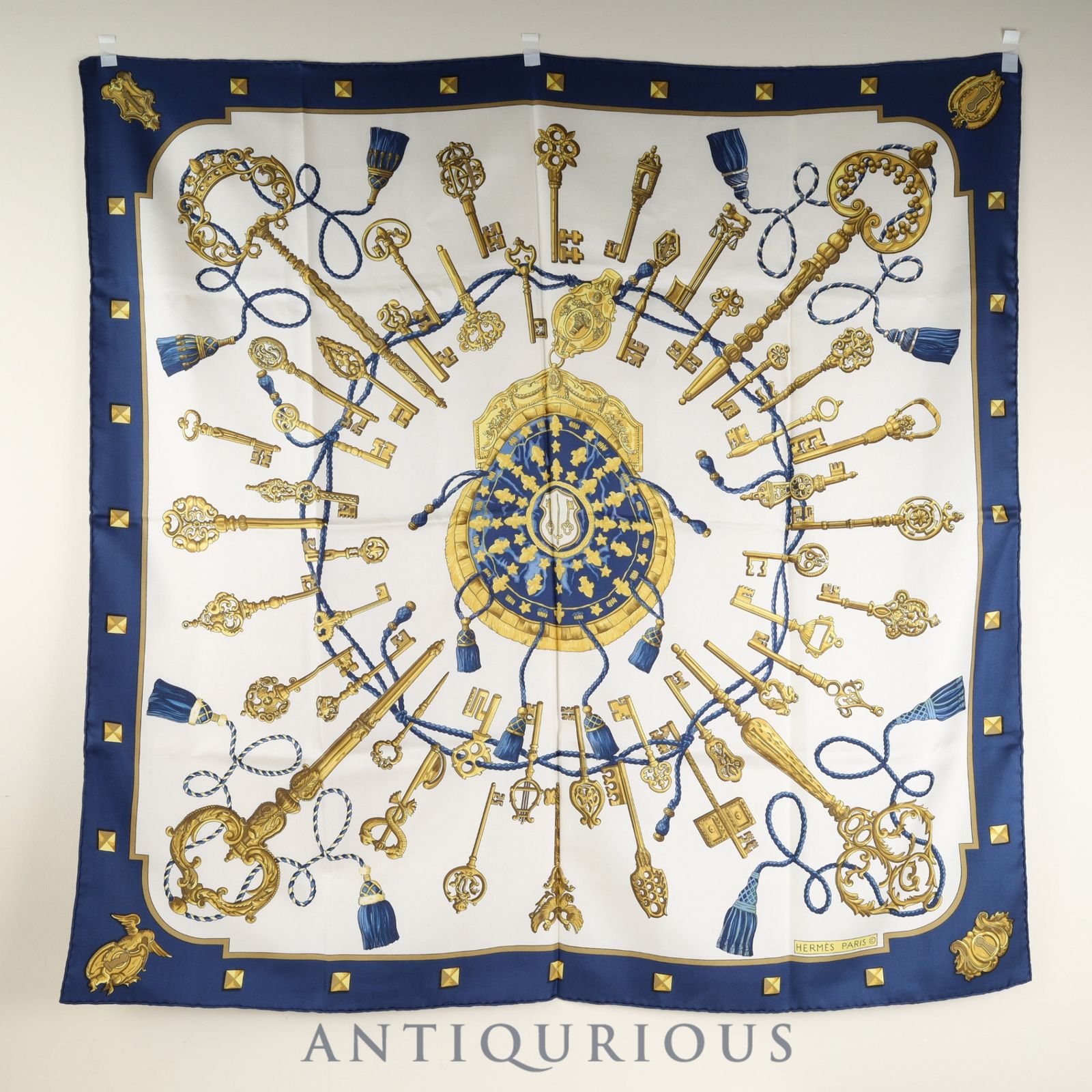 エルメス スカーフ カレ90 LES CLES 鍵 SILK