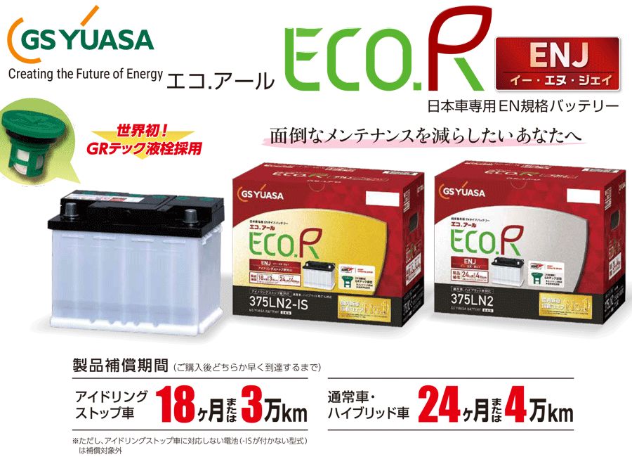 GSユアサ 日本車 ENタイプ バッテリー ENJ-355LN1 C-HR プリウス プリウスPHV ECO.R