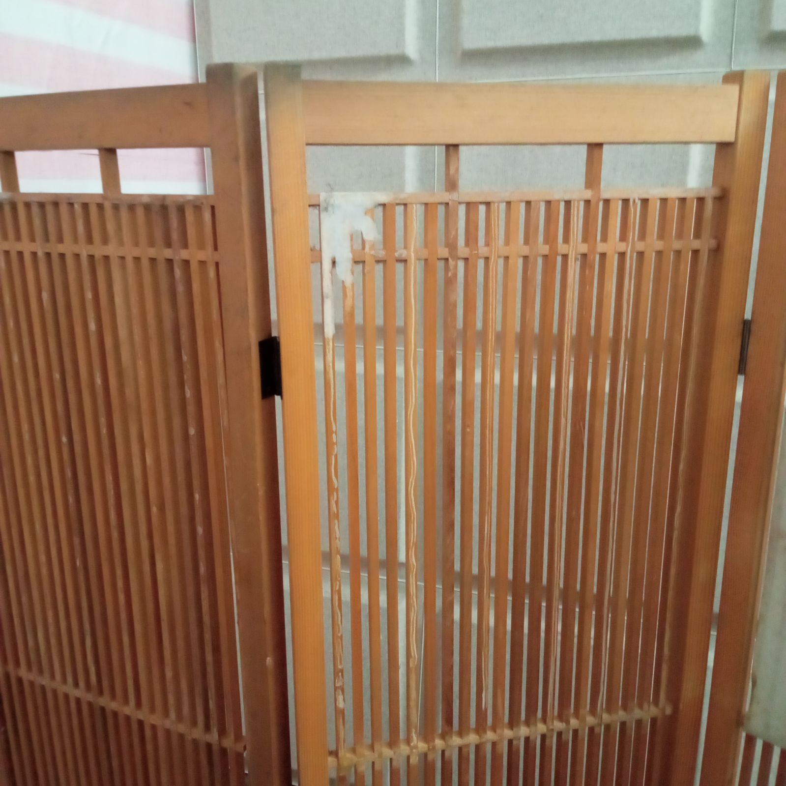 衝立　障子　間仕切り　パーテーション　間仕切り　昭和レトロ ◯ 昭和レトロ 障子 木製 4連 パーテーション 間仕切り 仕切り 衝立