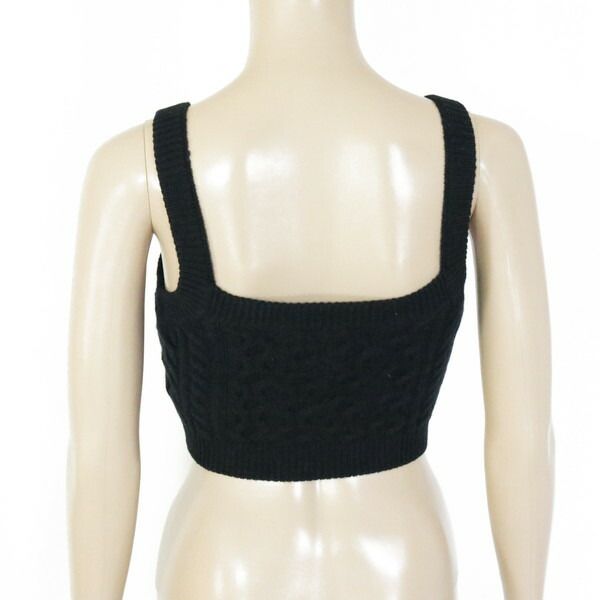 80%OFF エリザベッタフランキ ELISABETTA FRANCHI トップス 38 EKN729 Sサイズ ブラック レディース ウエスト見せトップス ニット パール ラインストーン