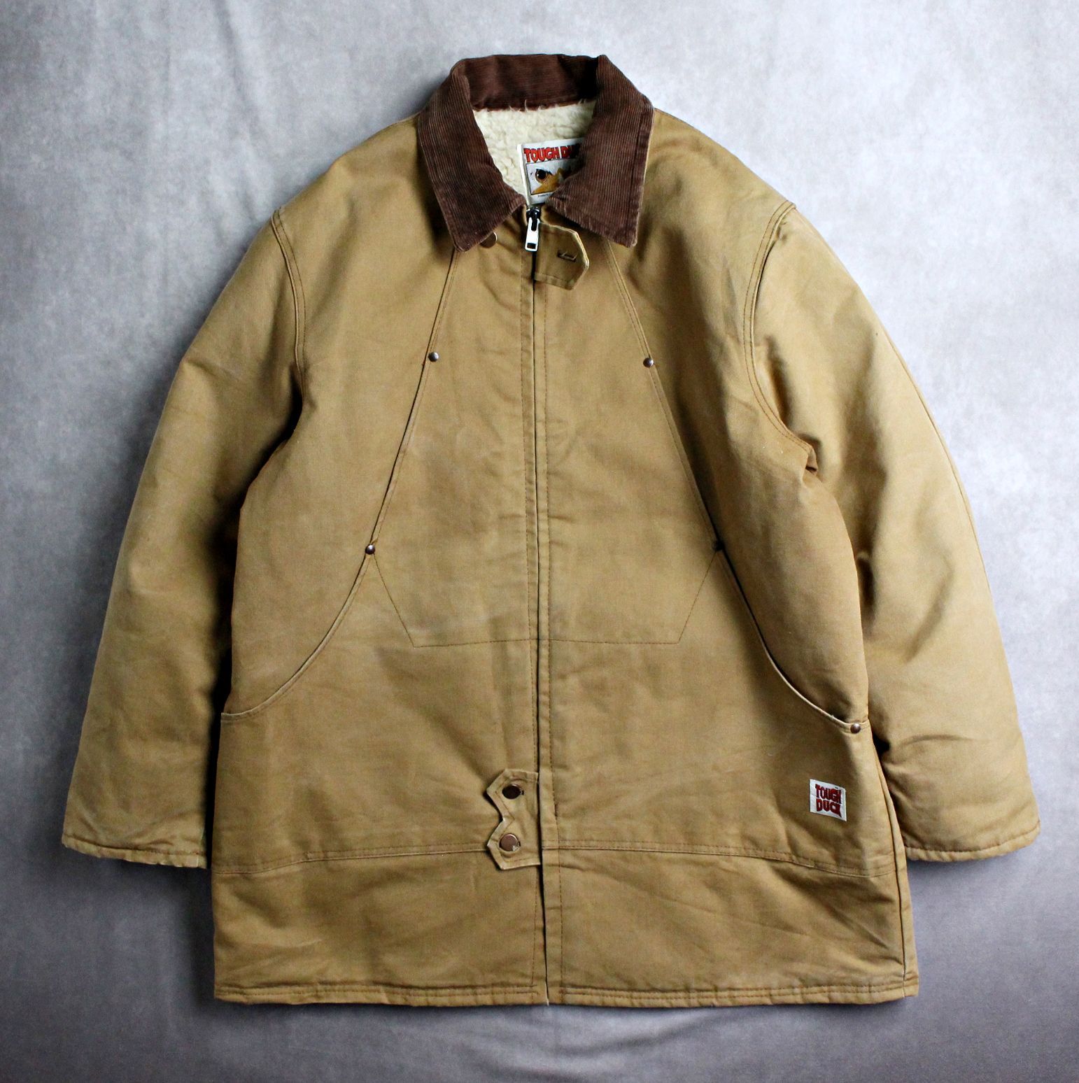 TOUGH DOCK】80s～90s カナダ製 ブラウンダック 裏ボア カバーオール