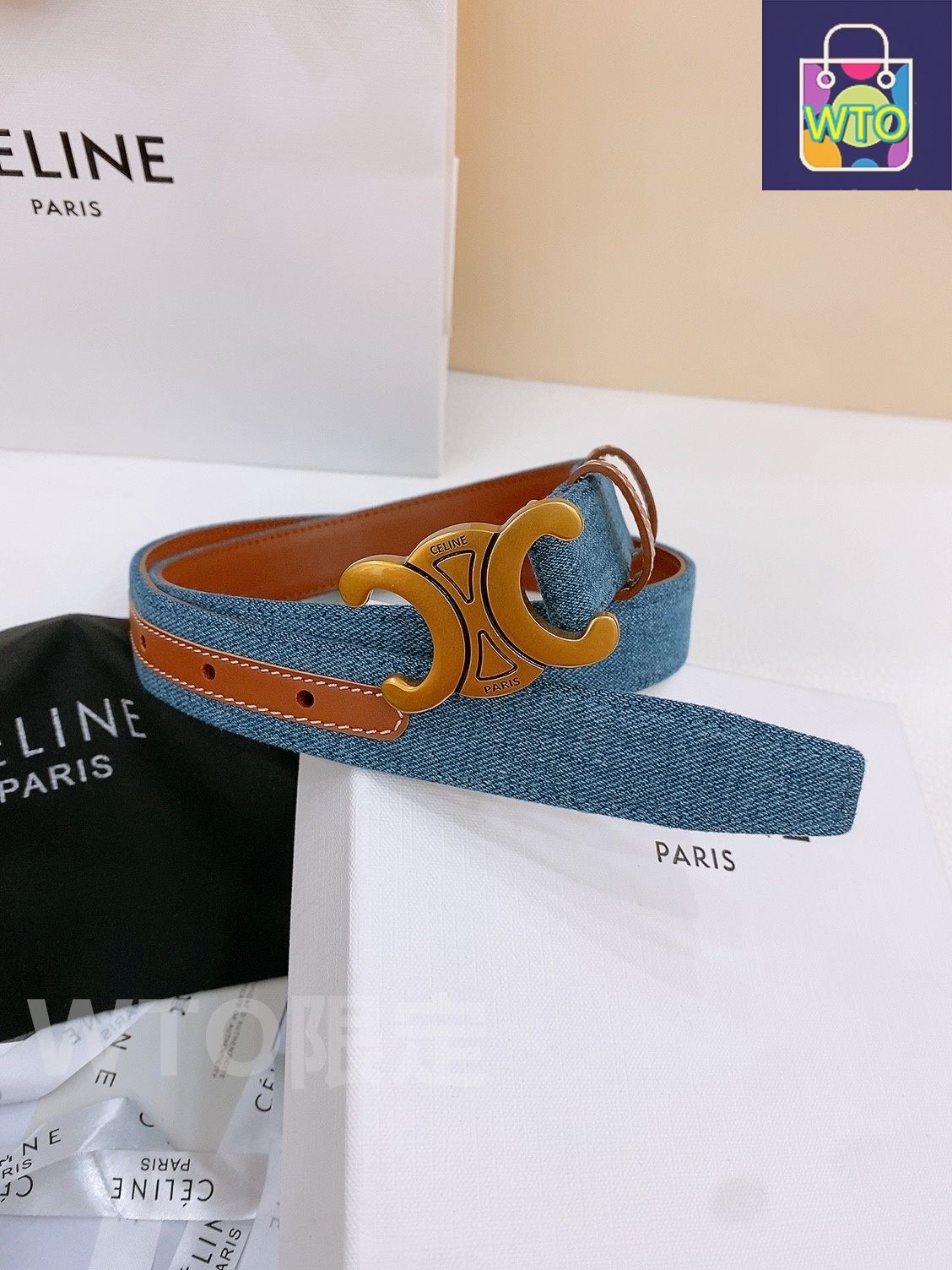 CELINE デニムベルト ロゴポーチ付き 今日特価】Celine セリーヌ 24 中号 デニムベルト-1 - メルカリ
