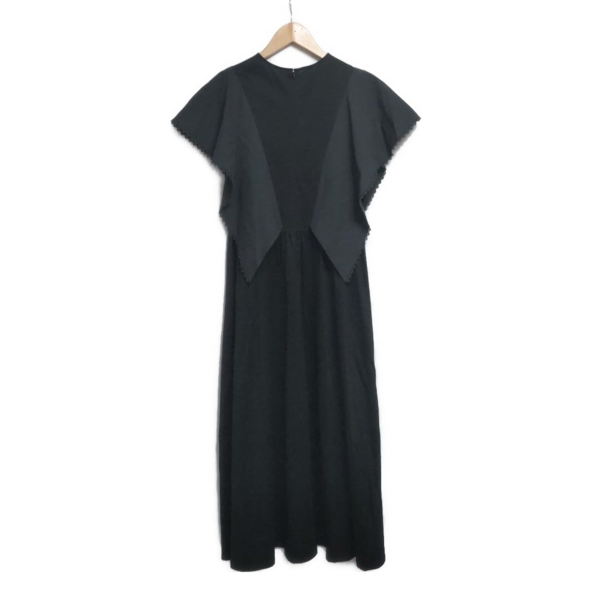 LE CIEL BLEU ルシェルブルー ワンピース サイズ36 S レディース - 黒 半袖 マキシ丈 レース 異素材切替