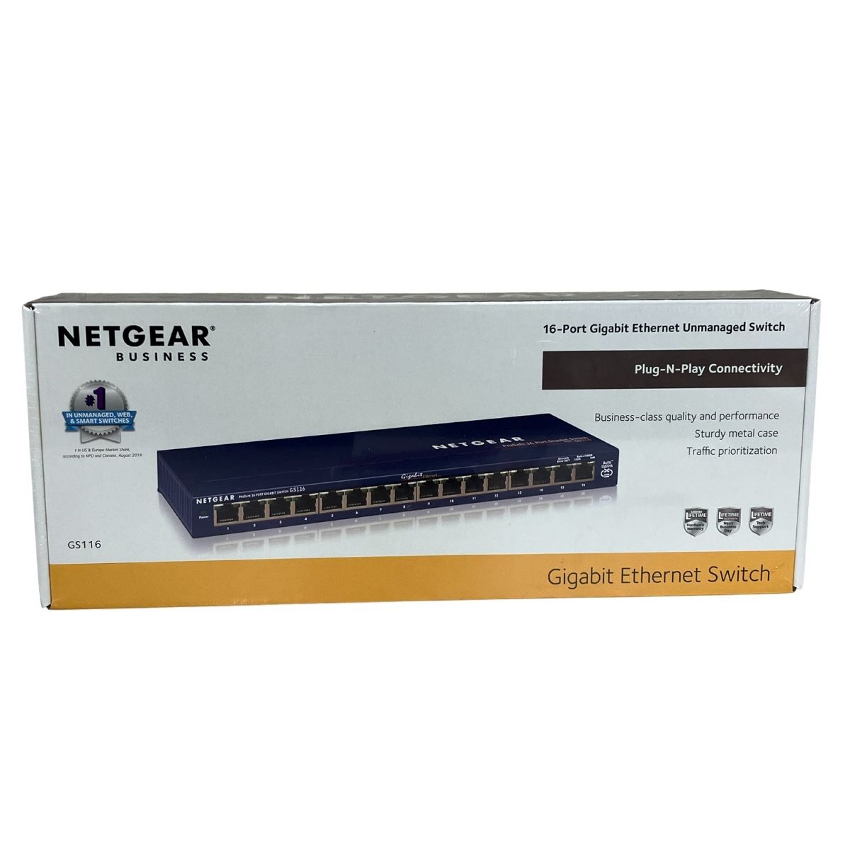 NETGEAR GS116-200JPS 16ポート ギガビット アンマネージスイッチ ハブ PC周辺機器 ♥ 未開封 T10540819