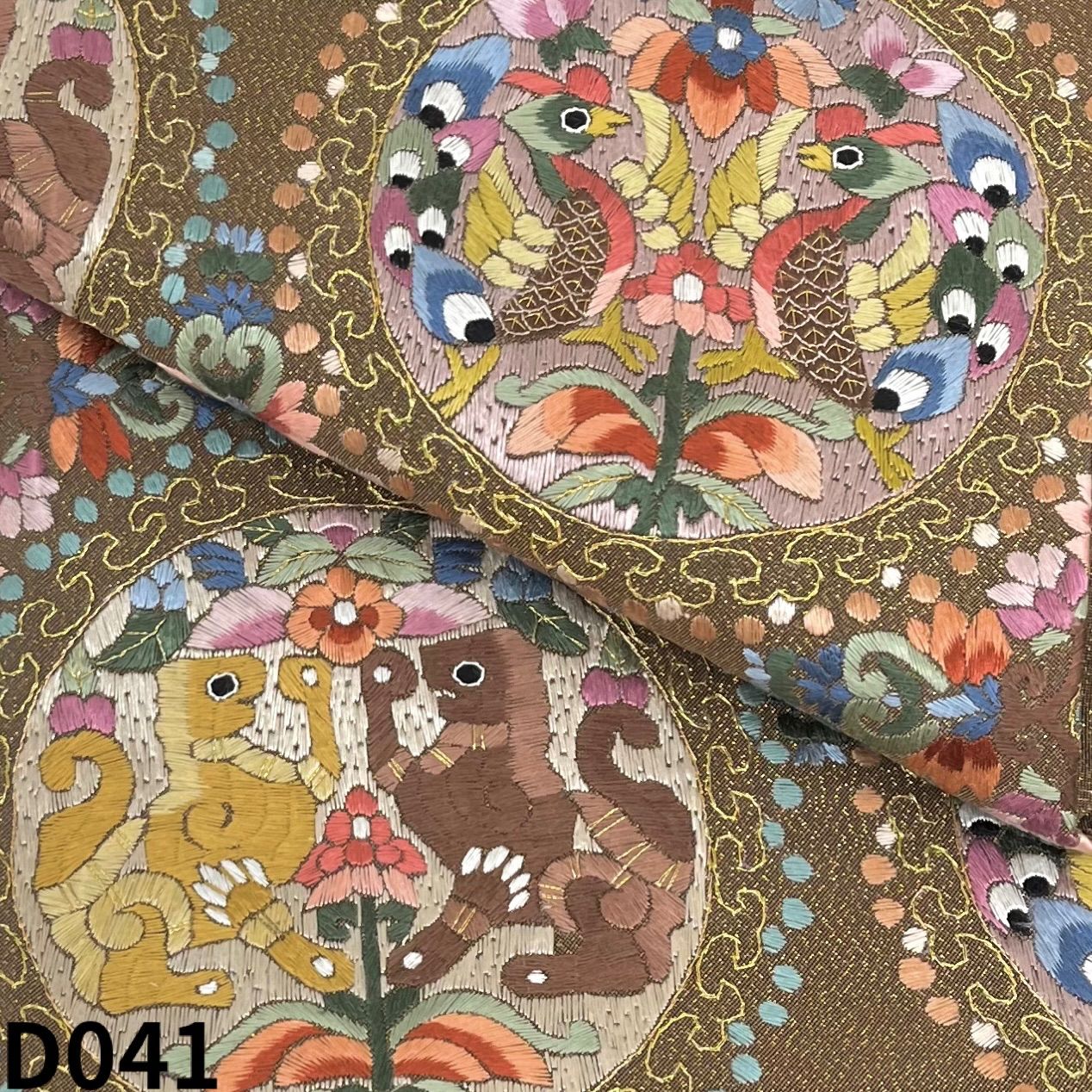 蘇州刺繍 袋帯 鳳凰 鳥 獅子 動物 正絹 お太鼓柄 D041 - メルカリ