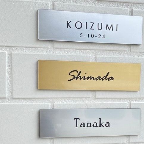 表札 厚さ3ミリ 150 40 アクリルプレート ステンレス調 シンプル おしゃれ 戸建 マンション ポスト 社名 看板 ドアプレート 部屋番号 番地 - メルカリ