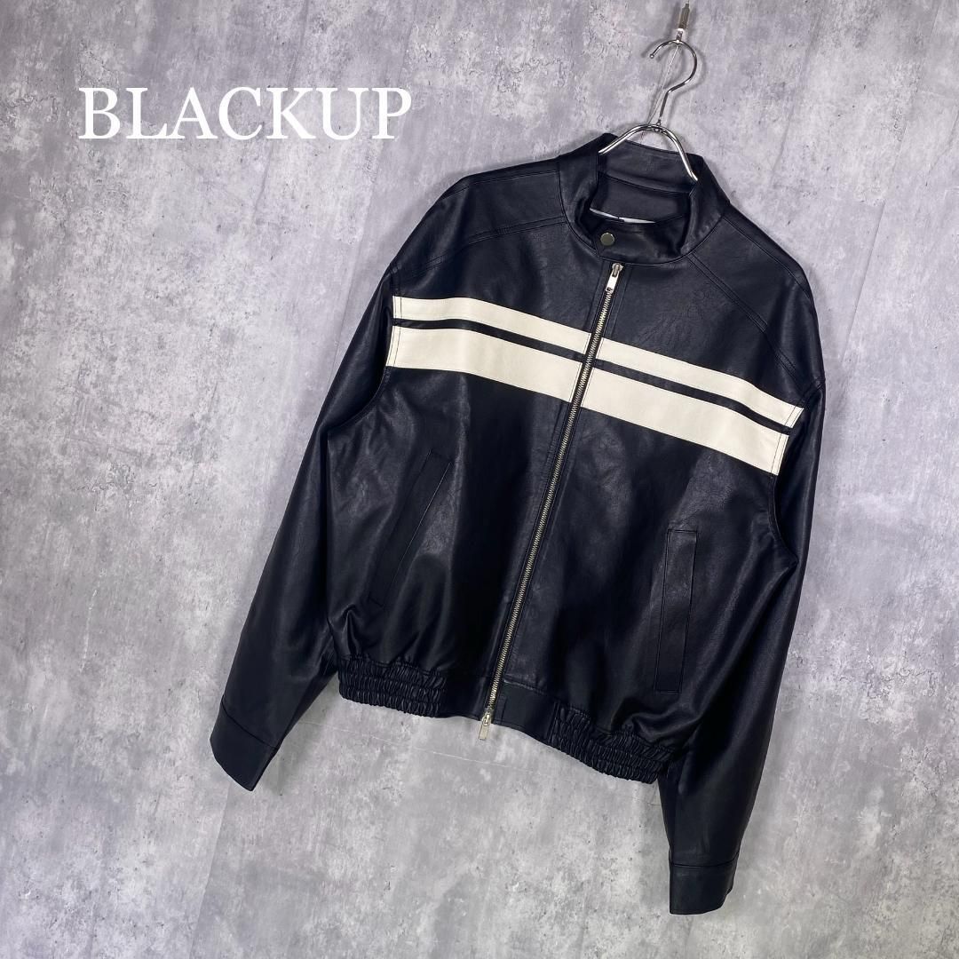 BLACKUP ブラックアップ ストライプレザージャケット レディース