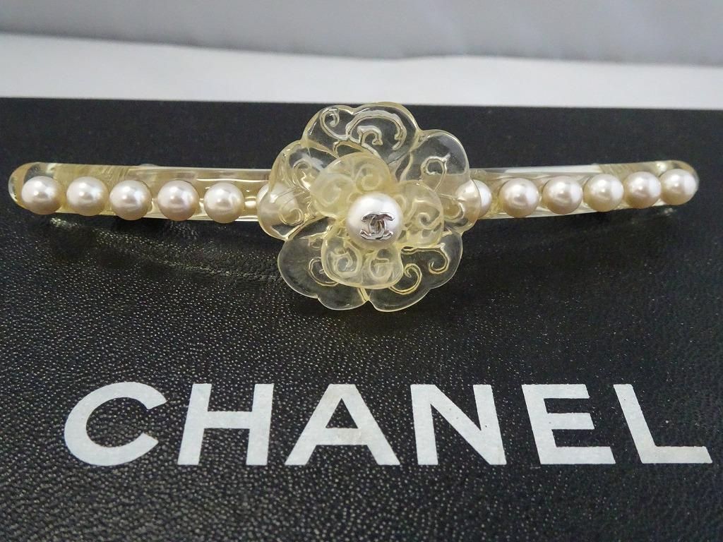 ［正規品］CHANEL フェイクパール バレッタ CHANEL シャネル バレッタ ココマーク メタル フェイクパール