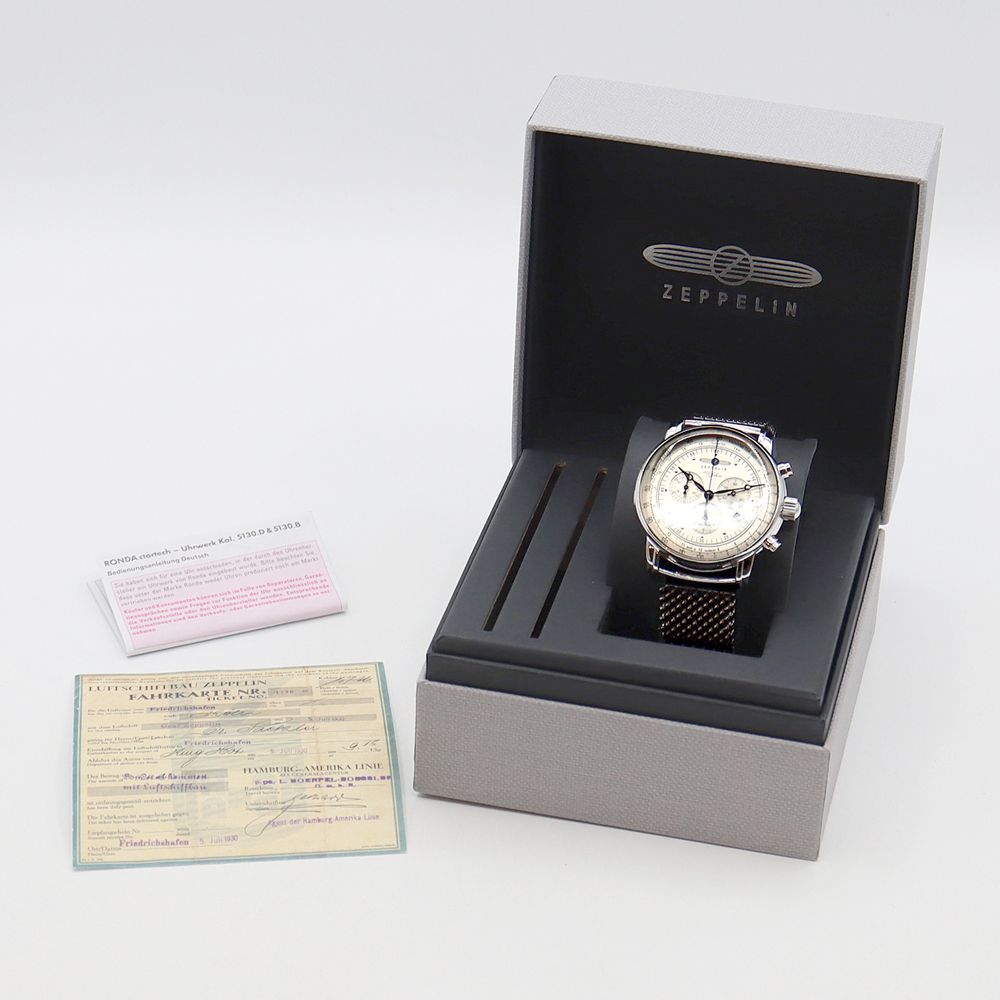 ツェッペリン 100周年記念シリーズ クロノグラフアラーム 限定モデル ヴィンテージ ポルシェ レザー 7680-1-BK-NA メンズ 電 –  THE CLOCK HOUSE公式オンラインストア 店頭品 ツェッペリン 腕時計 100周年記念 クロノ ブラック 7680-2