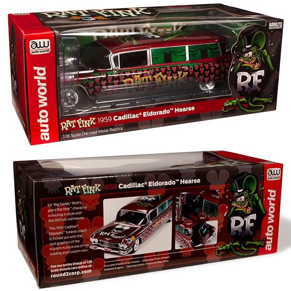 AUTO WORLD 1:18 RAT FINK 1959 CADILLAC ELDORADO HEARESE