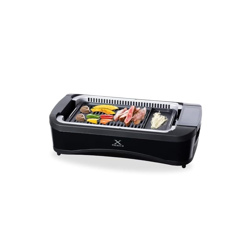 [山善] 煙の少ない 焼肉プレート XGRILL PREMIUM ワイドサイズ 吸煙機能付き 煙約94%カット 温度調節5段階 プレート着脱可能 YGMC-FX130(B) 1