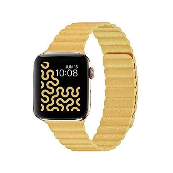 Apple Watch アップルウォッチ バンド 5，4，3，2，1対応 ステンレス ネオジム磁石 マグネット式 (黄 40MM/38MM)