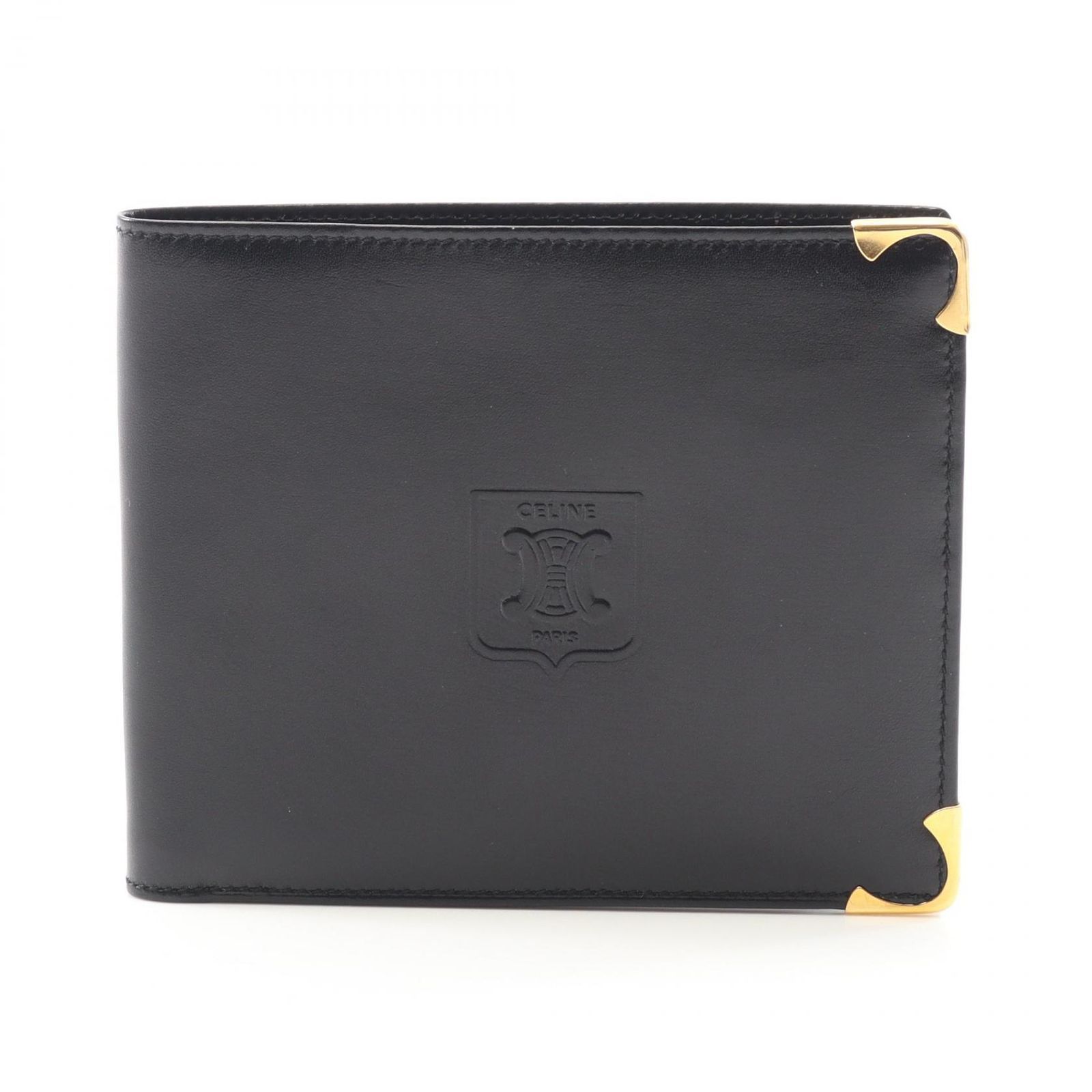 セリーヌ CELINE 二つ折り財布 トリオンフ ブラック レザー トリオンフ 