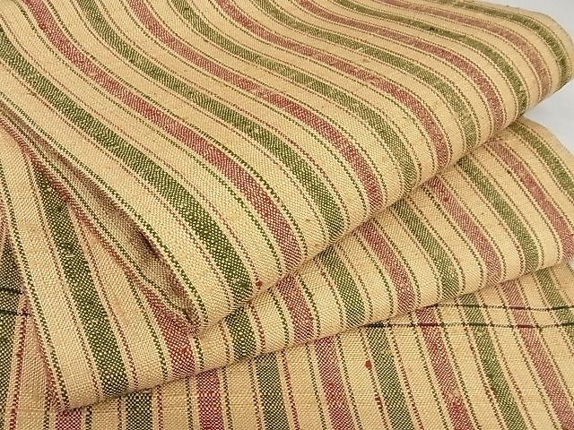 平和屋本店□極上 伊兵衛織 工芸手織 九寸名古屋帯 縞 正絹 逸品 未