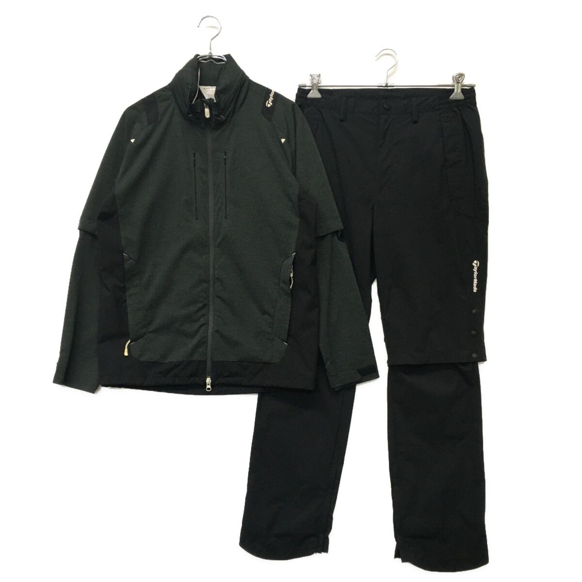  メンズ テーラーメイド Taylor Made レインウエア M カーキ フード収納可 袖着脱可 ドローコード付き ウエストゴム仕様