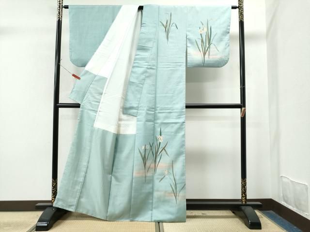 平和屋着物●十日町　加賀草木友禅の第一人者　田村哲彦　訪問着　紬地　草花文　正絹　逸品　CAAS7581yc 平和屋着物○十日町 加賀草木友禅の第一人者 田村哲彦 訪問着 紬地