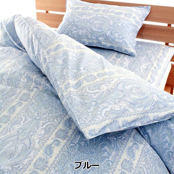 種類4:約165×215cm/ブルー 敷き布団カバー 敷布団カバー 全6サイズ ヴェルサイユ 高密度 防ダニ 日本製 アレルギー対策 ペイズリー ピンク ブルー  シングル セミダブル ダブル クイーン ベビー