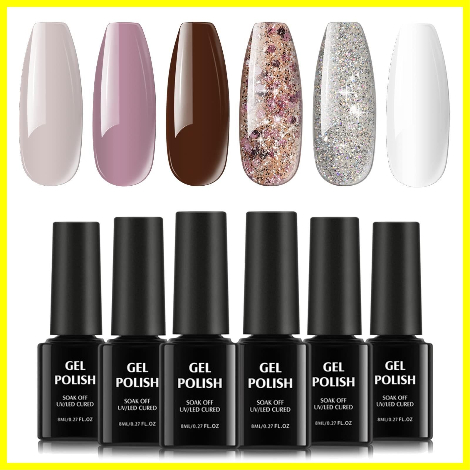 【数量限定】TOMICCA ジェルネイル カラー 6色セット 8ml 色持ち良い 初心者用カラージェル (パープル＆ブラウン)