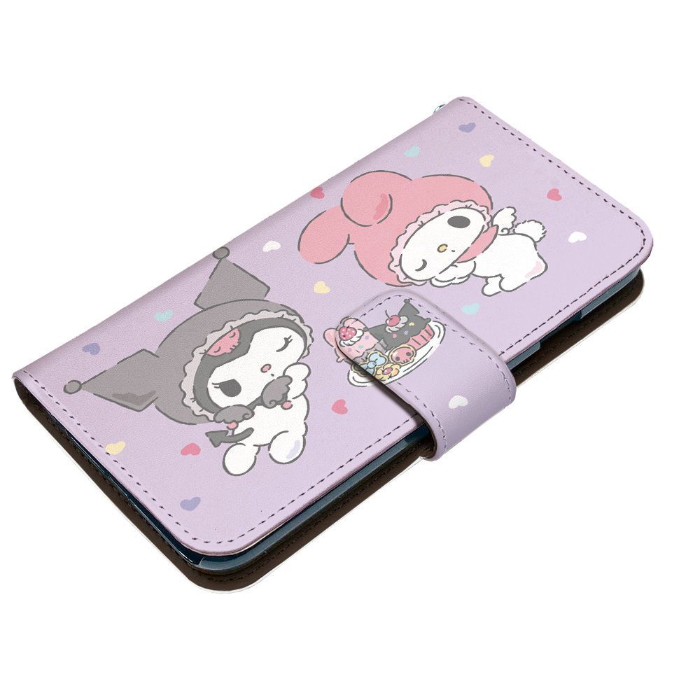 サンリオ 正規品 メロクロ arrows We2 A402FC ケース 手帳型 スマホケース [デザイン:3.WエンジェルBエンジェルパターン/マグネットハンドあり] SANRIO