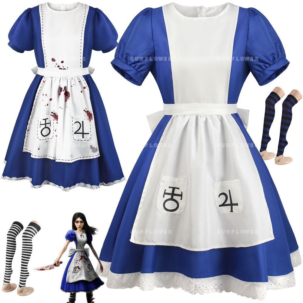 アリス マッドネス リターンズメイド服 ロリータドレス キャラクター 仮装 変装 イベント パーティー 文化祭 学園祭 ステージ服 忘年会 撮影会 遊園会 誕生日 プレゼント