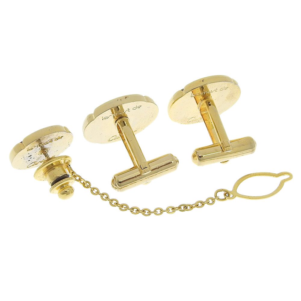 カルティエ　カフス　タイピン　セット販売　ロゴ　ブラック　美品　ヴィンテージ 本物保証】 箱付 カルティエ CARTIER ロゴ カフス・タイピンセット