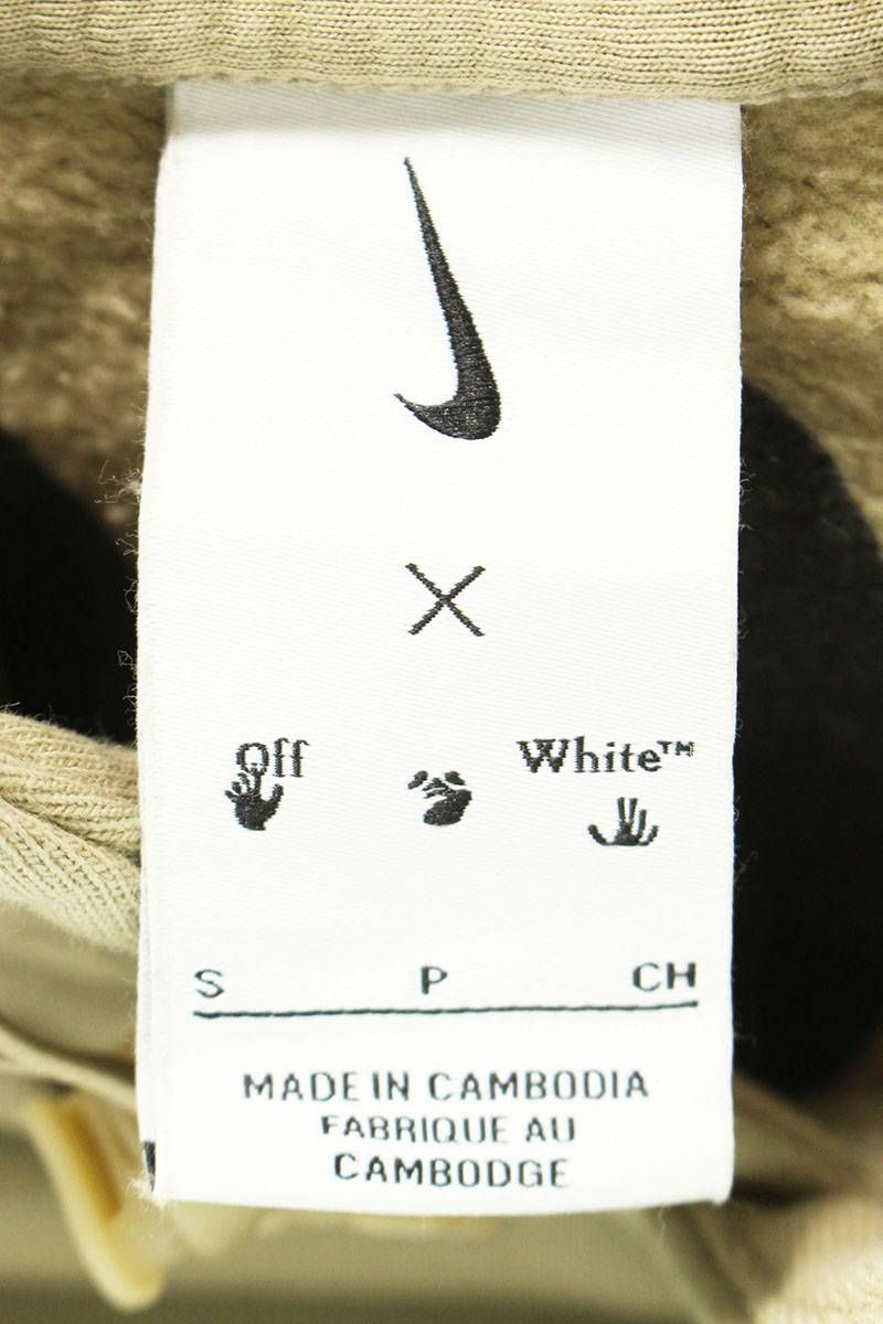 ナイキ ×オフホワイト OFF-WHITE  22AW  OFF-WHITE NRG CL FLEECE L/S HOODIE DN1760-247 ロゴ刺繍プルオーバーパーカー メンズ S