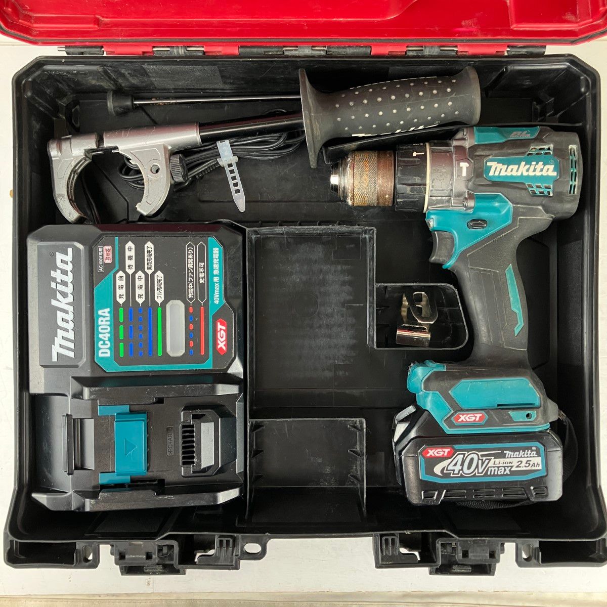 ЗЗMAKITA マキタ 40v 震動ドライバドリル バッテリーx1 充電器 ケース付 HP001G ブルー