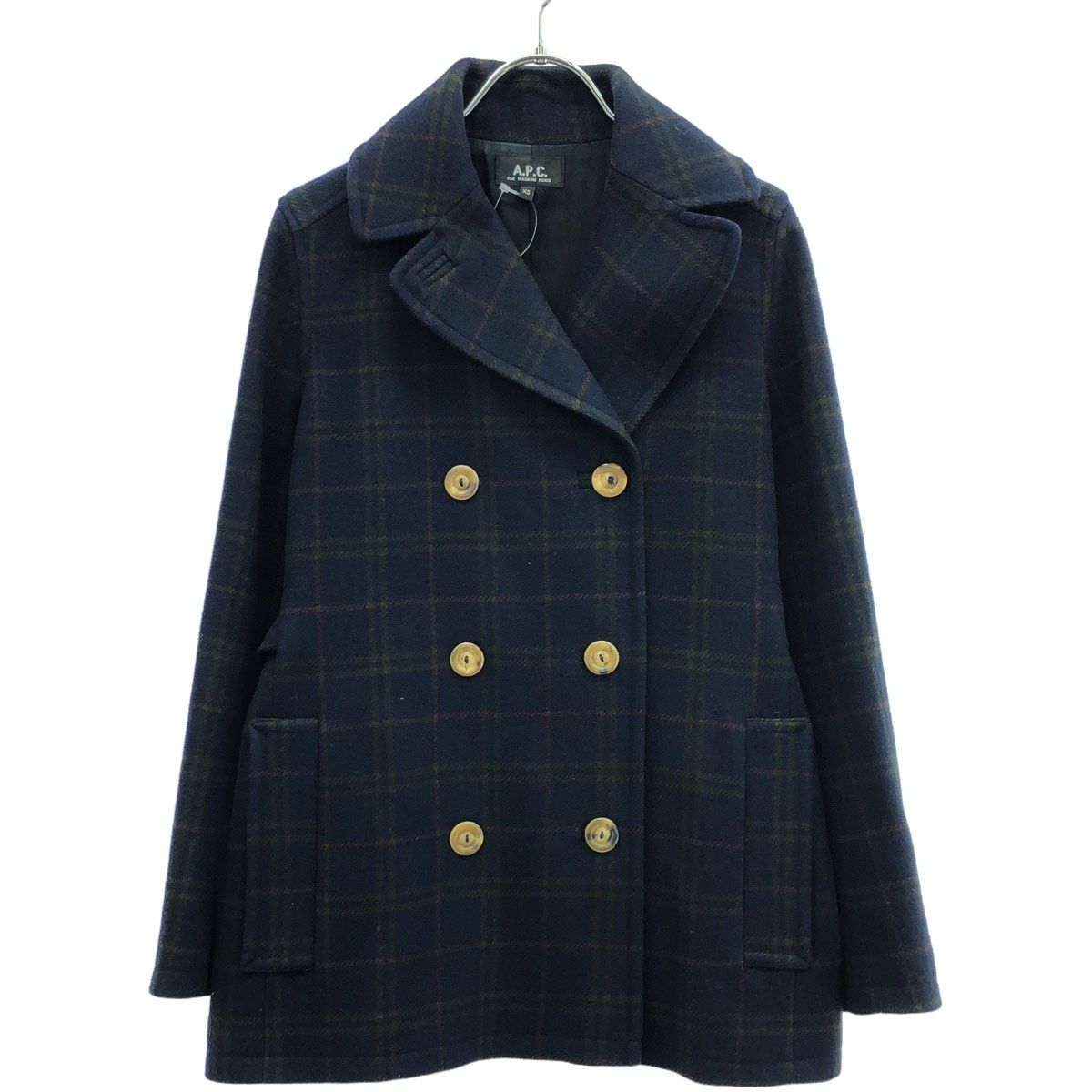 A.P. C アーペーセー チェック柄 ウールジャケット A.P.C アーペーセー ウールナイロンチェック柄ダブルジャケット