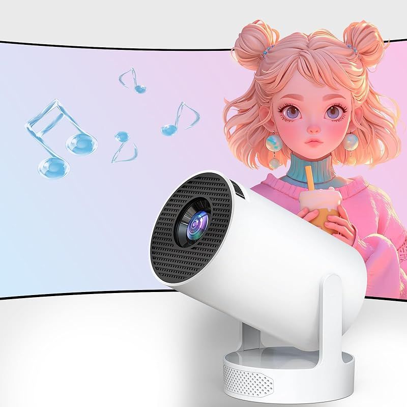 プロジェクター 小型 超大音量スピーカー 360°HIFI立体音 270°回転 4K対応 天井投影 プロジェクター 家庭用 16000LM高輝度 ホームプロジェクター 50％ズーム機能 5GWIFI Bluetooth5.3 スタンド一体型 0