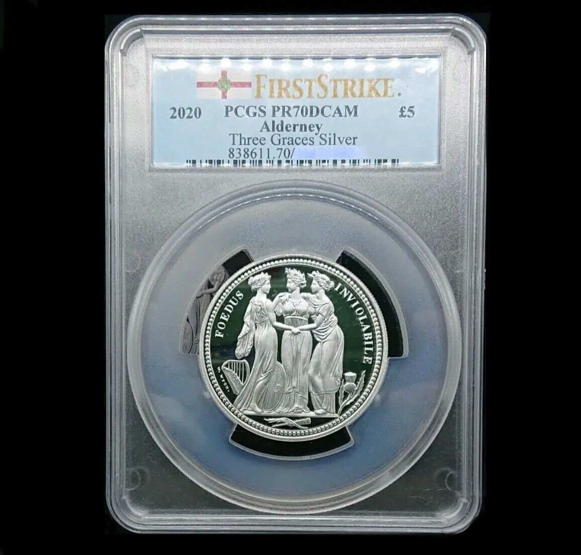 United Kingdom 2020 Alderney Three Graces PROOF Coin Five Pounds 2oz F|S