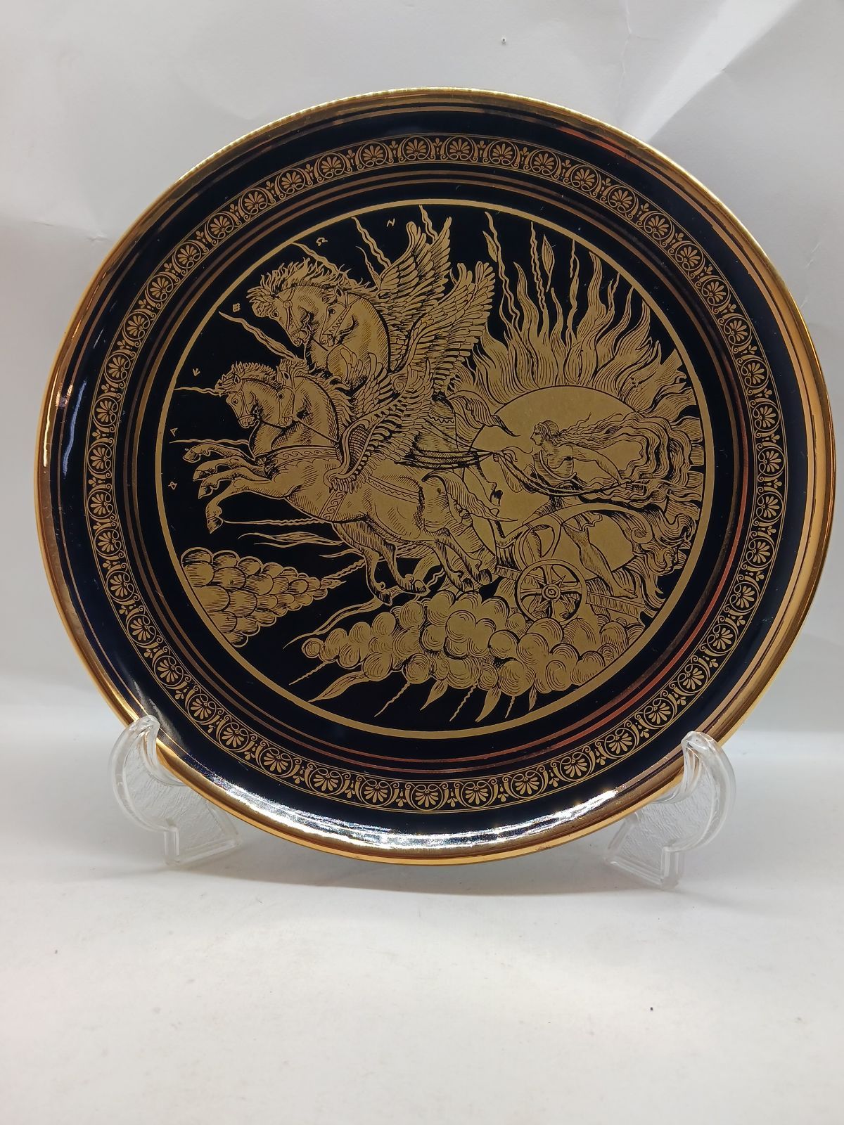 中古美品】ギリシャ飾り絵皿 ギリシャ神話モチーフ 24金 金彩 陶器
