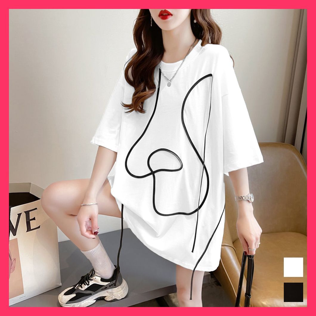 ロゴ チュニック 夏ロングTシャツ 半袖 miniministore ロゴ チュニック 夏ロングTシャツ 半袖