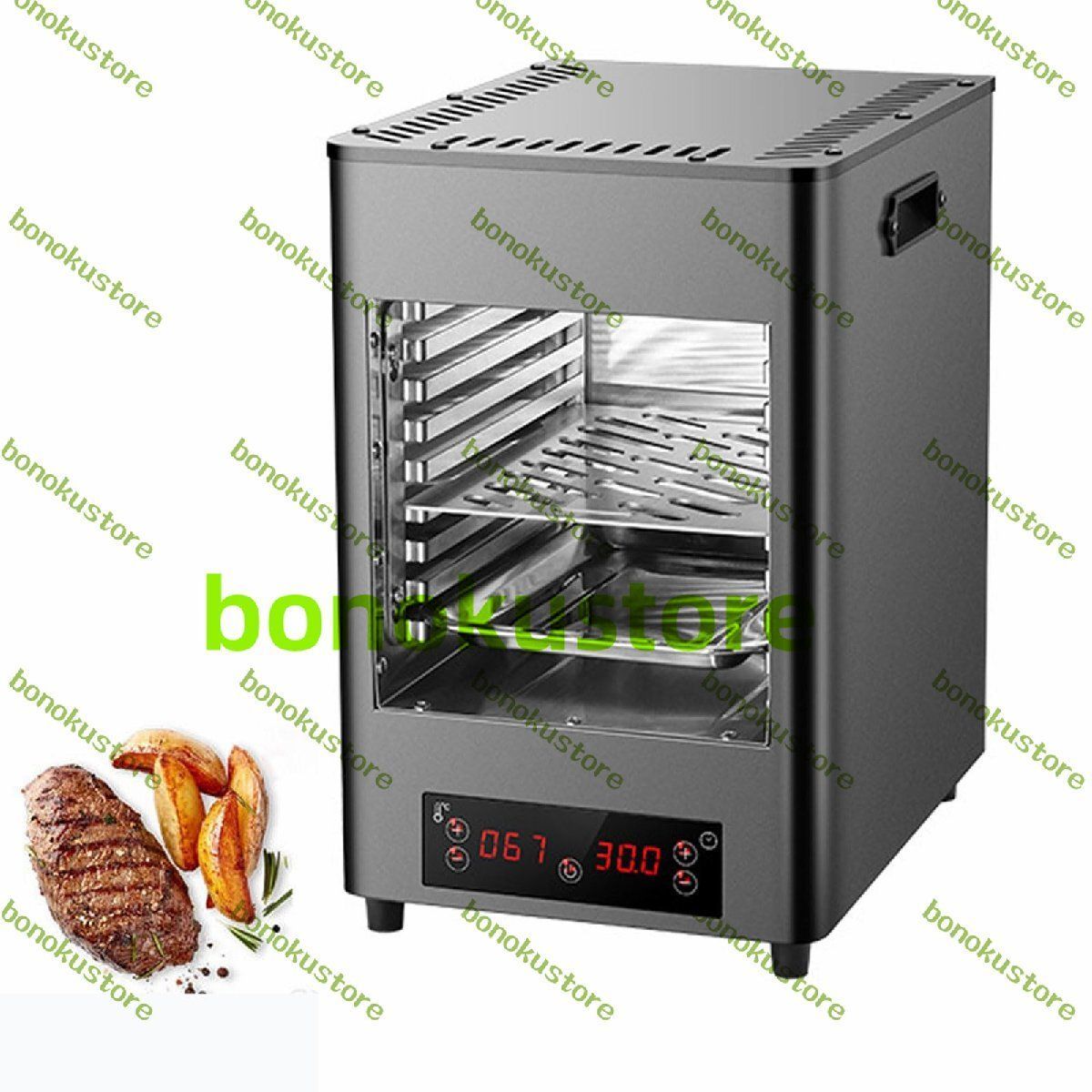 業務用電気ステーキグリル 1700W 8層ポータブル屋内無煙ステーキマシン 温度調節 100?800℃ 牛肉 鶏肉 野菜用