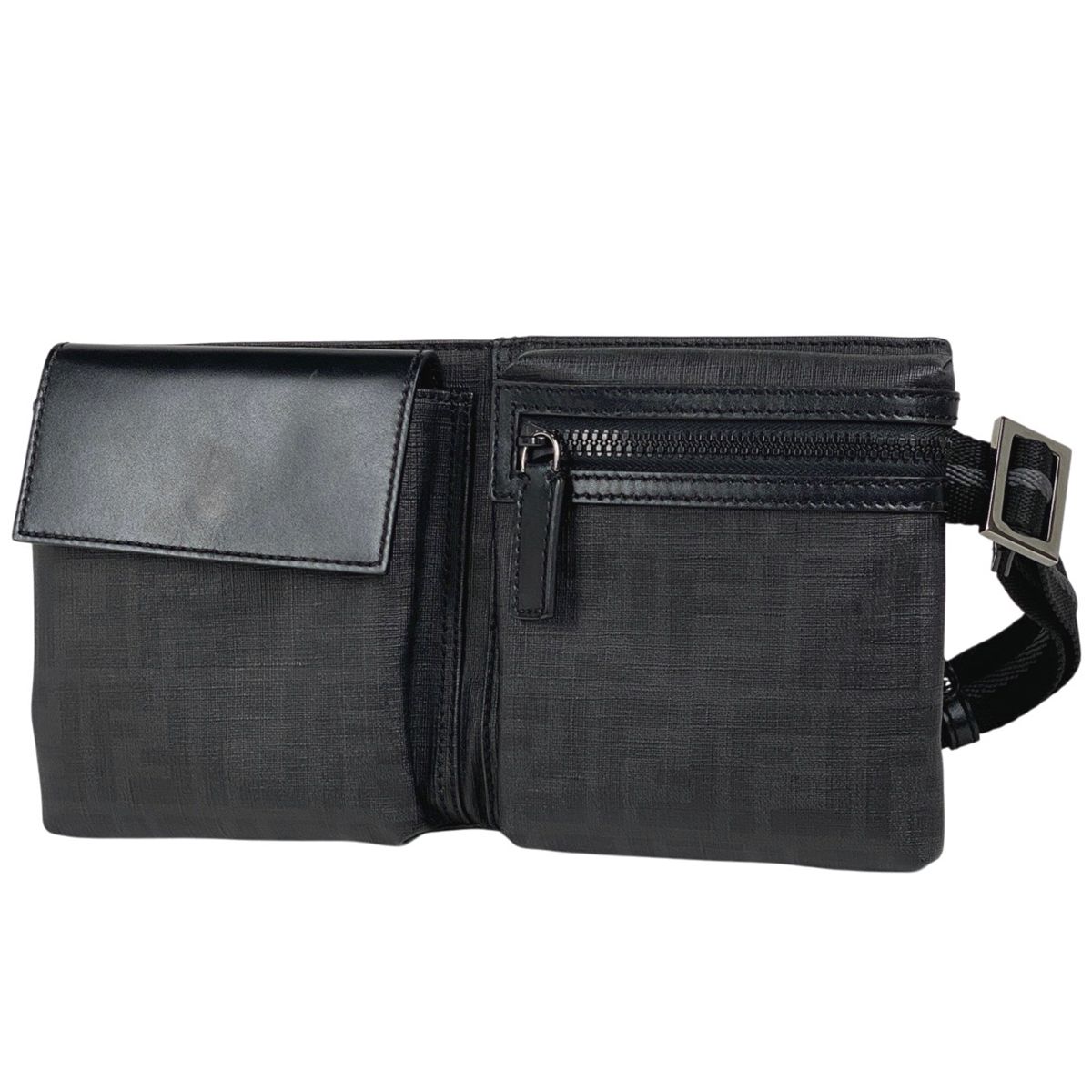 フェンディ FENDI ズッカ柄 ボディバッグ ウエストバッグ ボディバッグ コーティングキャンバス ブラック 7VA280 レディース