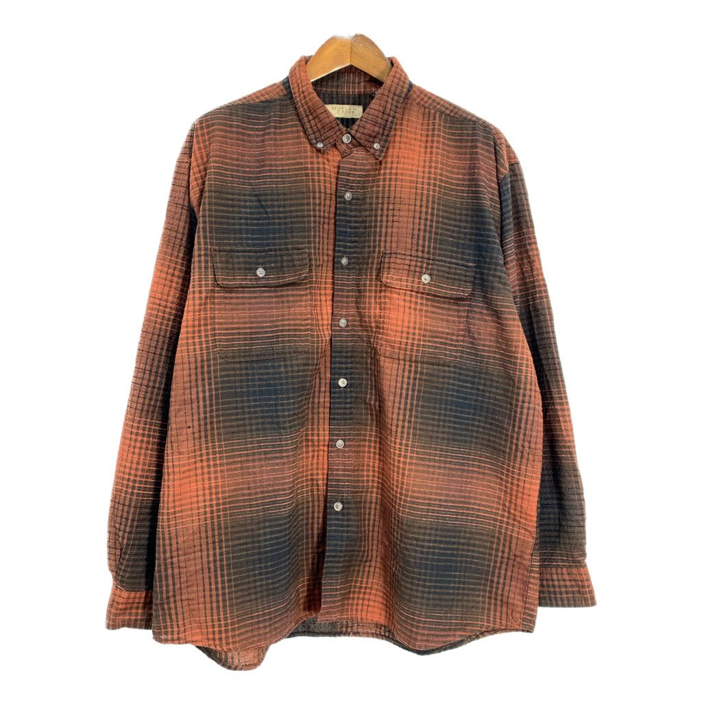 MORGAN CREEK ボタンダウン 長袖シャツ オンブレチェック ブラウン (メンズ XL) 中古 古着 T1393