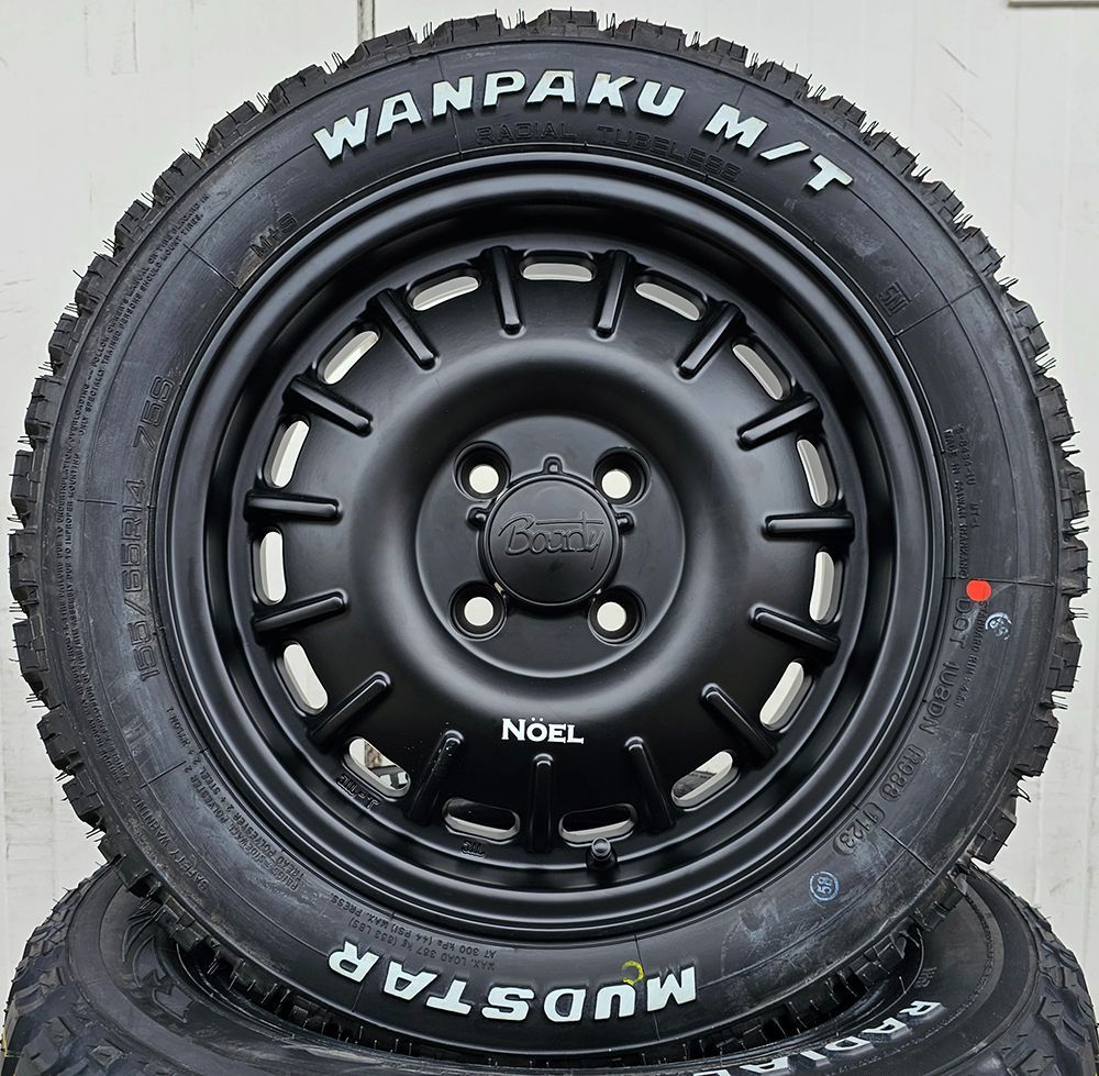 アトレー ハイゼット エヴリィ 軽トラ 軽バン 新発売 Noel MUDSTAR WANPAKU MT 155/65R14 14インチタイヤホイールセット  ホワイトレター バウンティコレクション - メルカリ