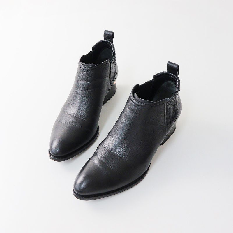 alexander wang 黒 レザー サイドゴアブーツ 収納袋付き アレキサンダーワン ALEXANDER WANG KORI STRETCH サイドゴア