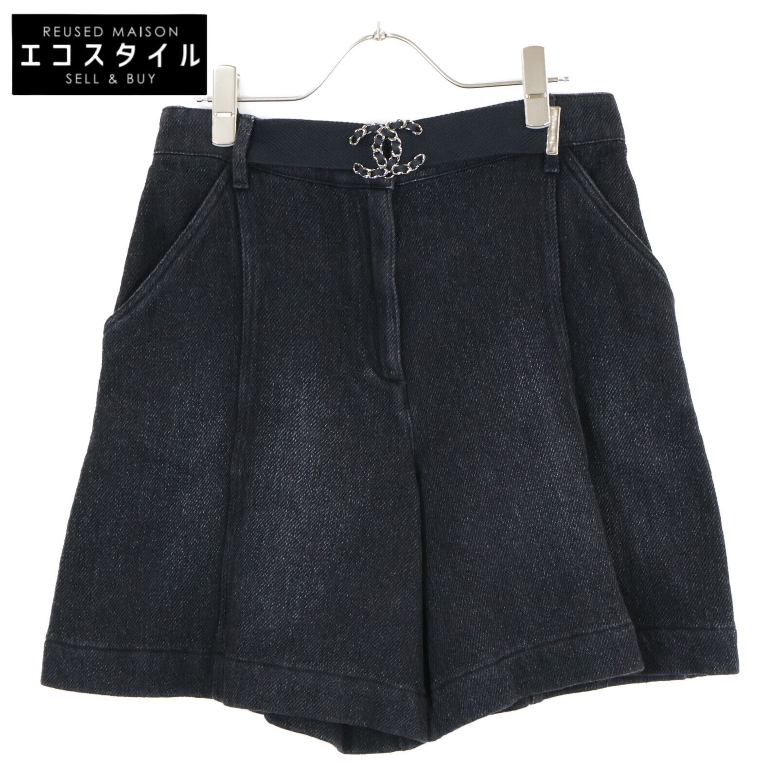 CHANEL シャネル 19年 ベルト一体 ショートパンツ 38