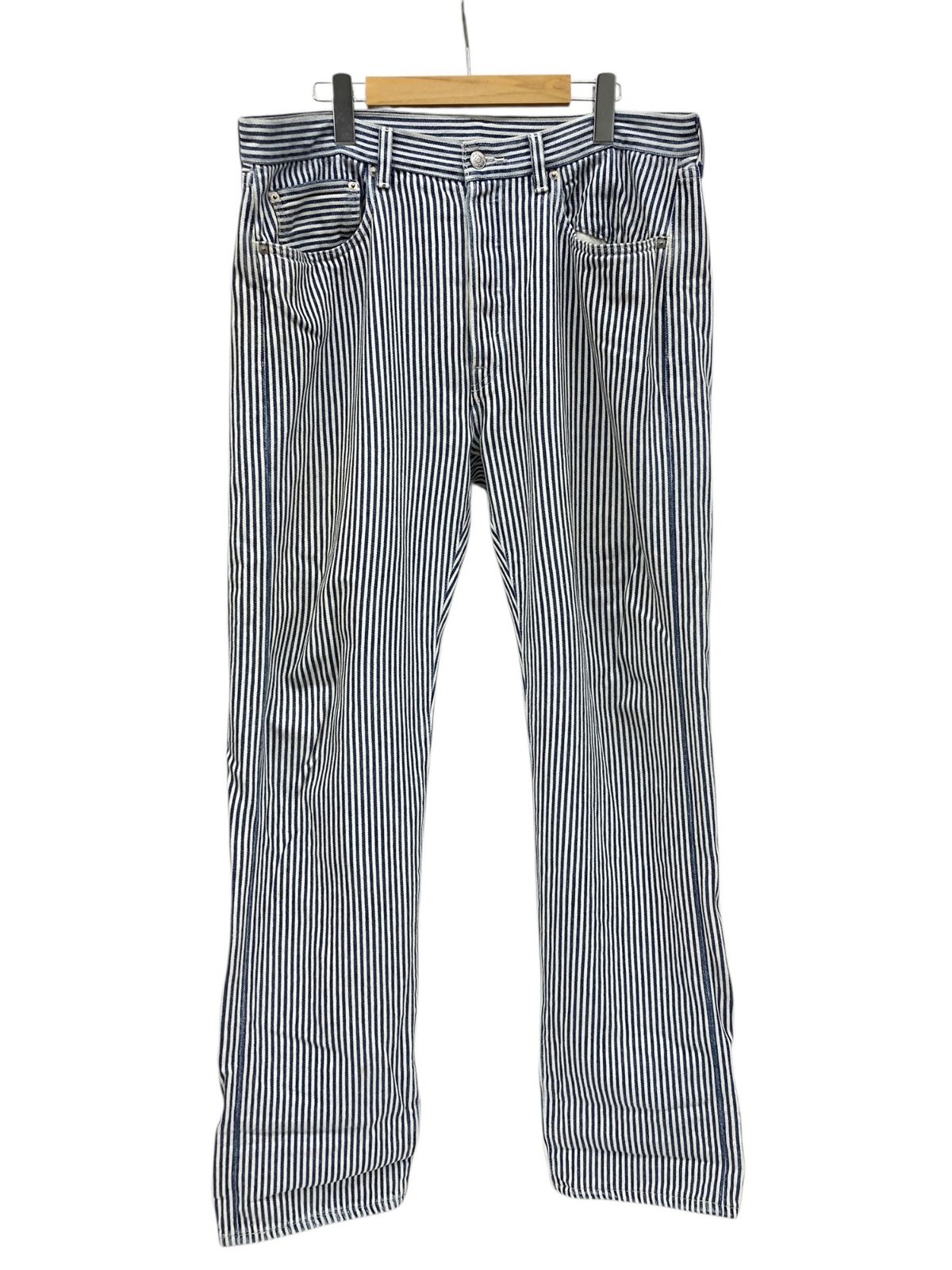 Levi’s リーバイス LEVIS×NIGO 501XX ヒッコリーパンツ ボトム ストライプ BIG-E 日本製 A5903-0000 W34 ホワイト×インディゴ メンズ|028