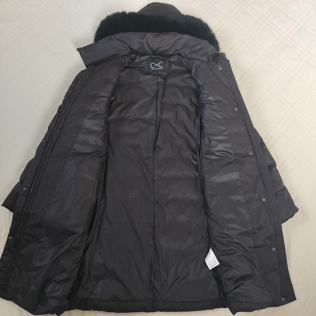 クードシャンス ロング　ダウンコート フォックスファー 黒 S 36 フード クードシャンス ロング ダウンコート フォックスファー 黒 S 36 フード
