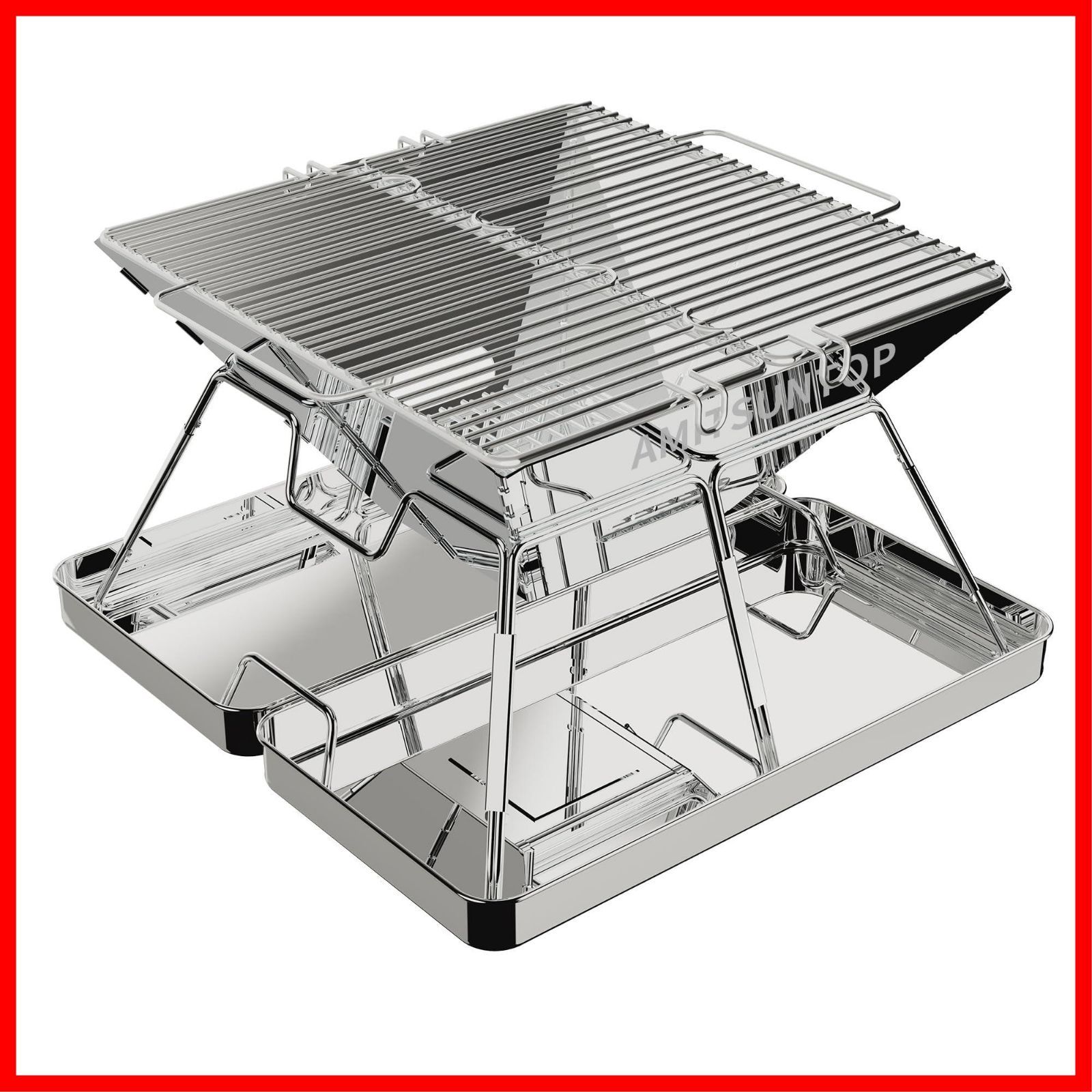 収納袋付き コンパクトな折りたたみ収納ステンレス鋼 グリルデザインの改良により 屋外での焚き火 コンロ バーベキュー 安定性と利便性が向上 焚き火台 AMITSUNTOP