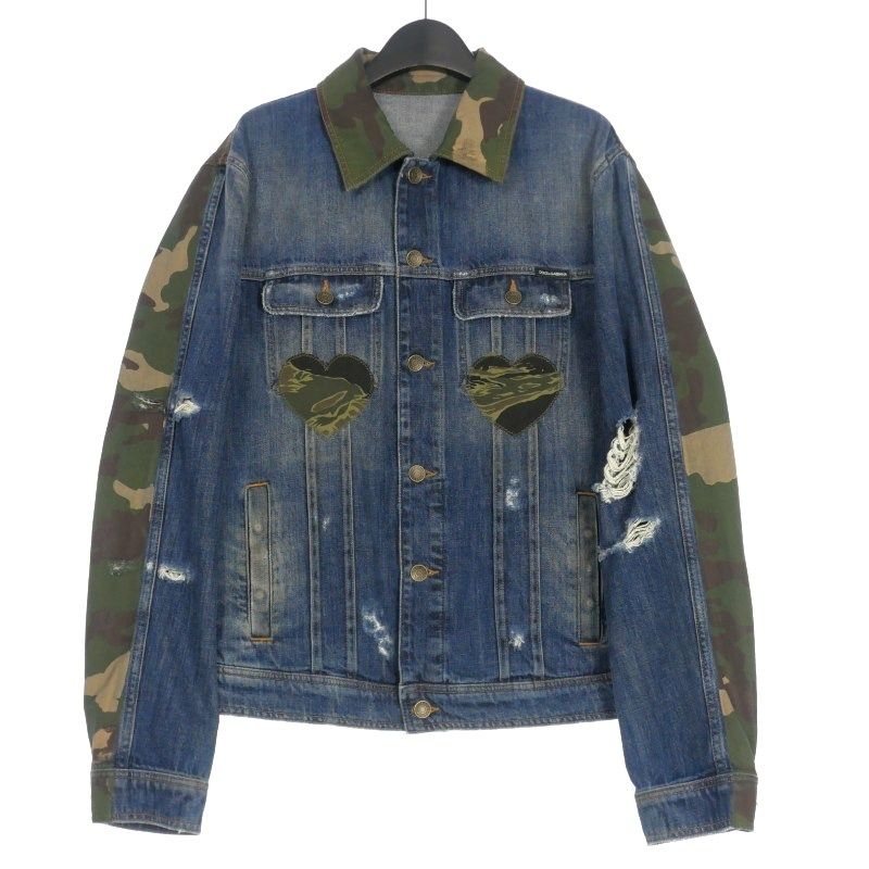 ドルチェu0026ガッバーナ ドルガバ DOLCEu0026GABBANA カモフラ切替 デニムジャケット ブルゾン 48 インディゴ G9WS5Z 国内正規